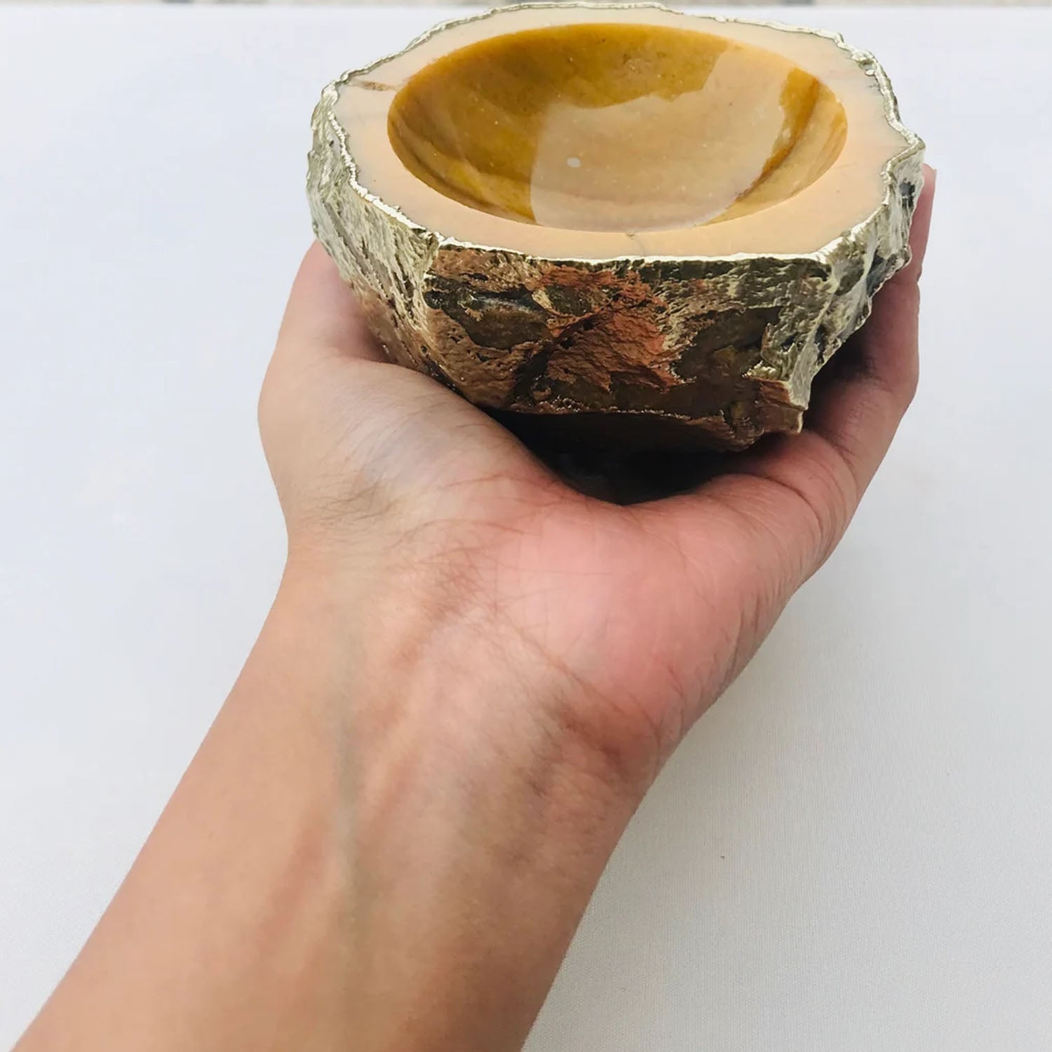 Mustard Yellow Agate Geode Nut/trinket/Jewellery Bowl-2