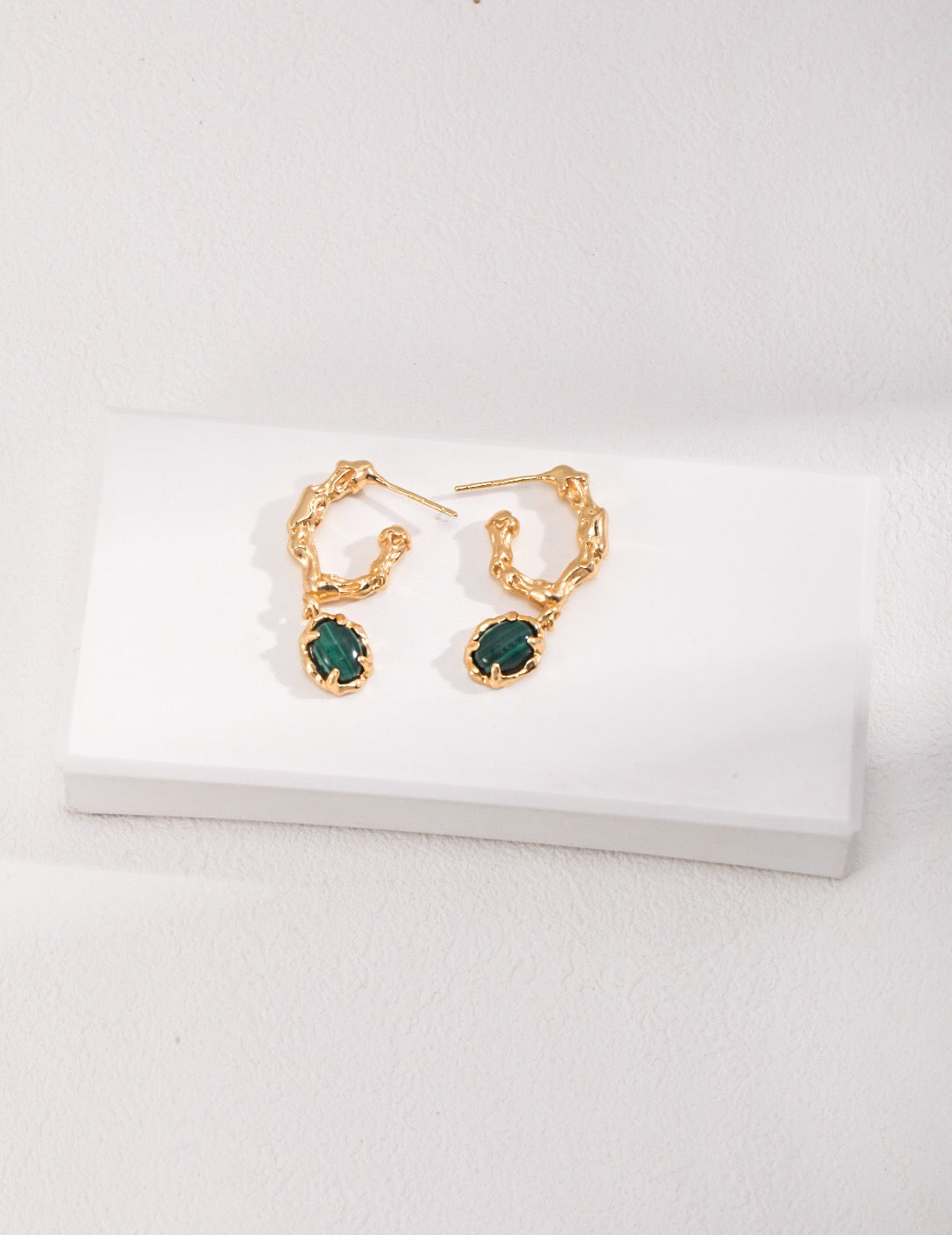Malachite Hoop Earrings