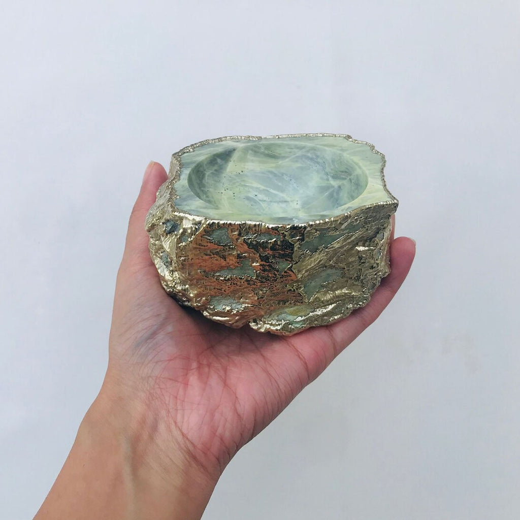 Lime Green Agate Geode Nut/trinket/Jewellery Bowl-2