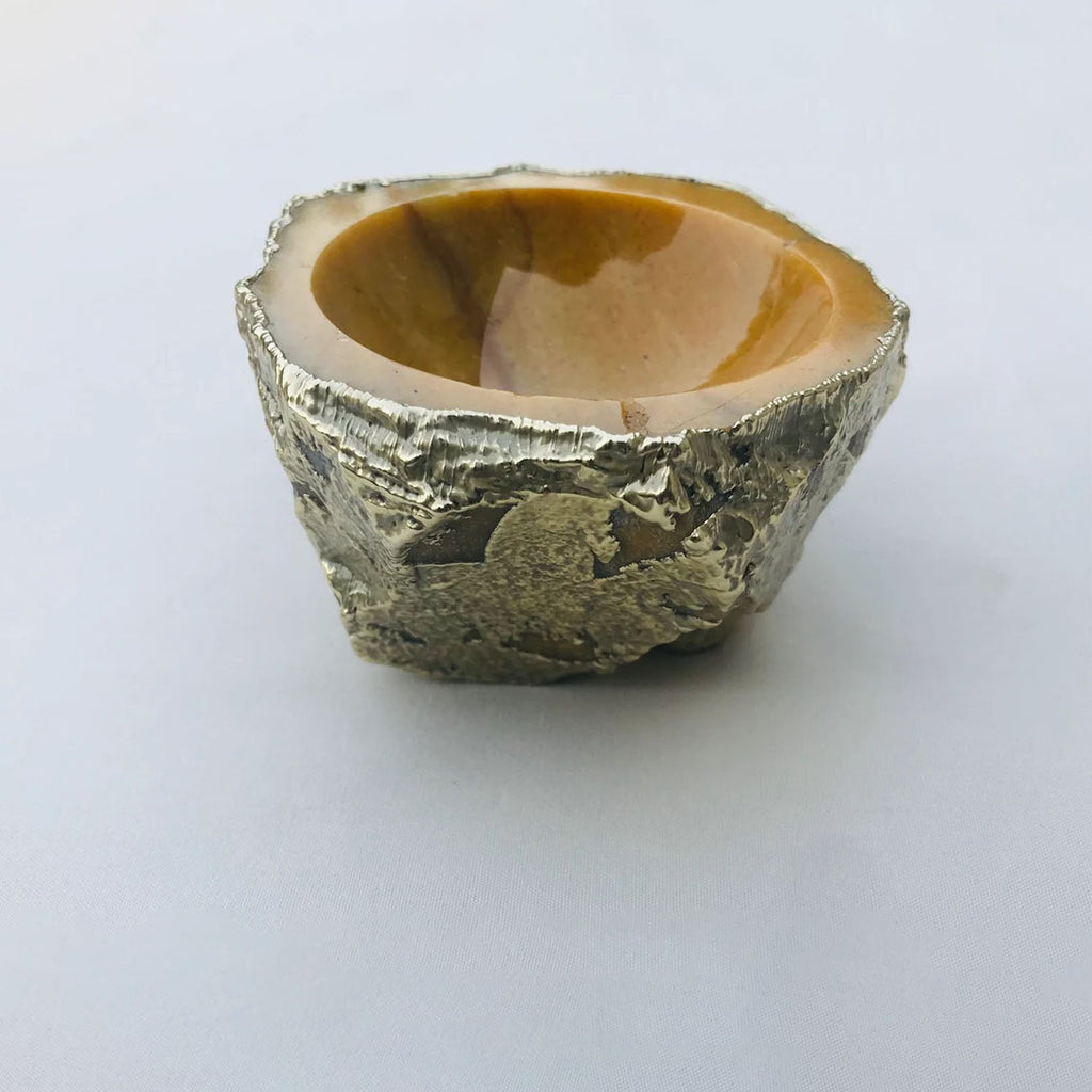 Mustard Yellow Agate Geode Nut/trinket/Jewellery Bowl-1