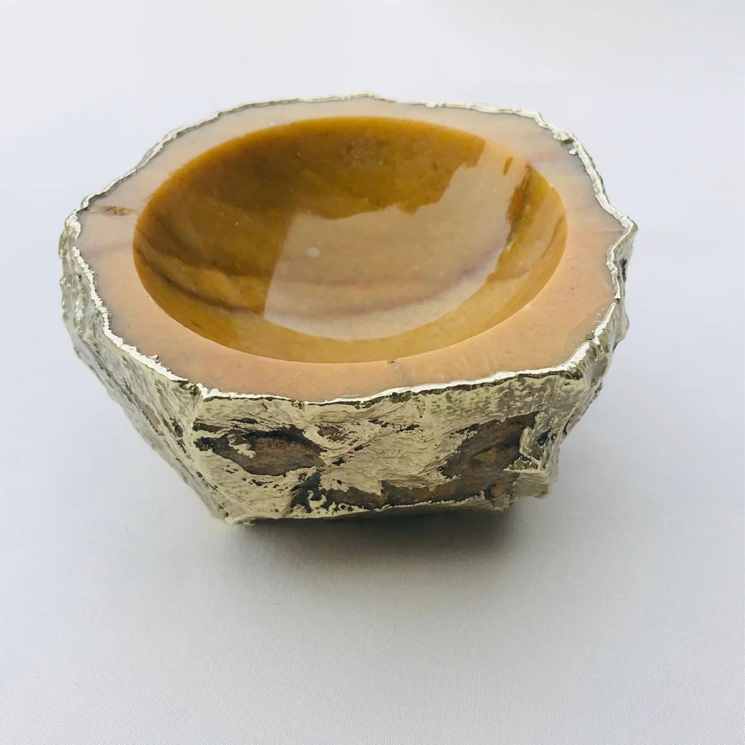 Mustard Yellow Agate Geode Nut/trinket/Jewellery Bowl-4