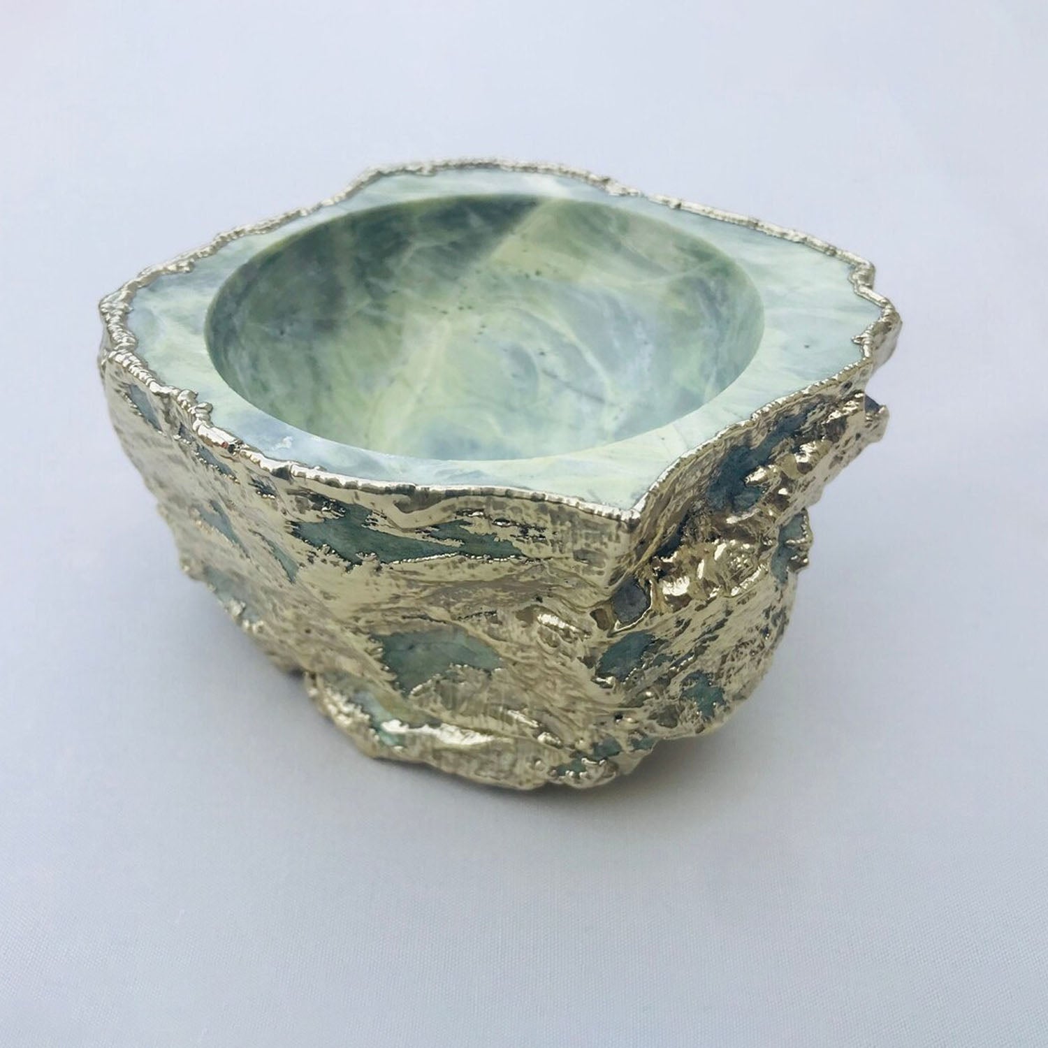 Lime Green Agate Geode Nut/trinket/Jewellery Bowl-0