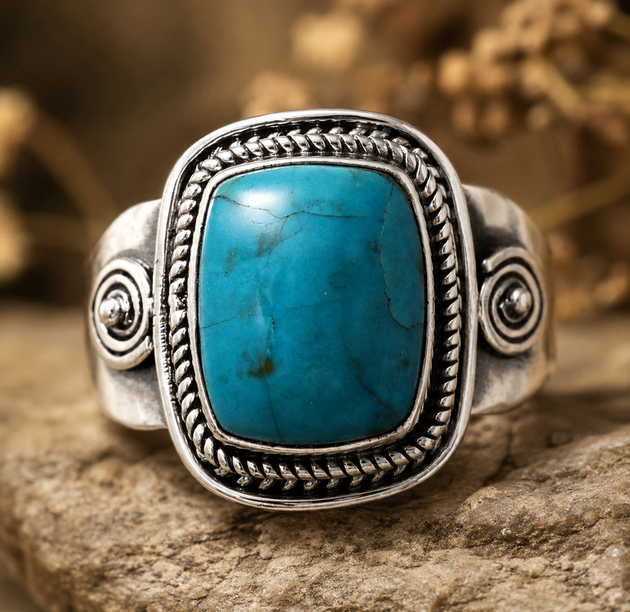 Natural Peruvian Opalina Ring | Andean Blue Opal
