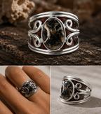 Natural Turritella Jasper Ring | Ancient Fossil Stone