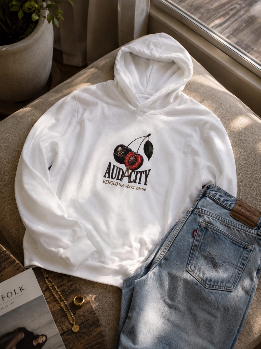 The Cherry Of Audacity Hooded Long Sleeve Tee