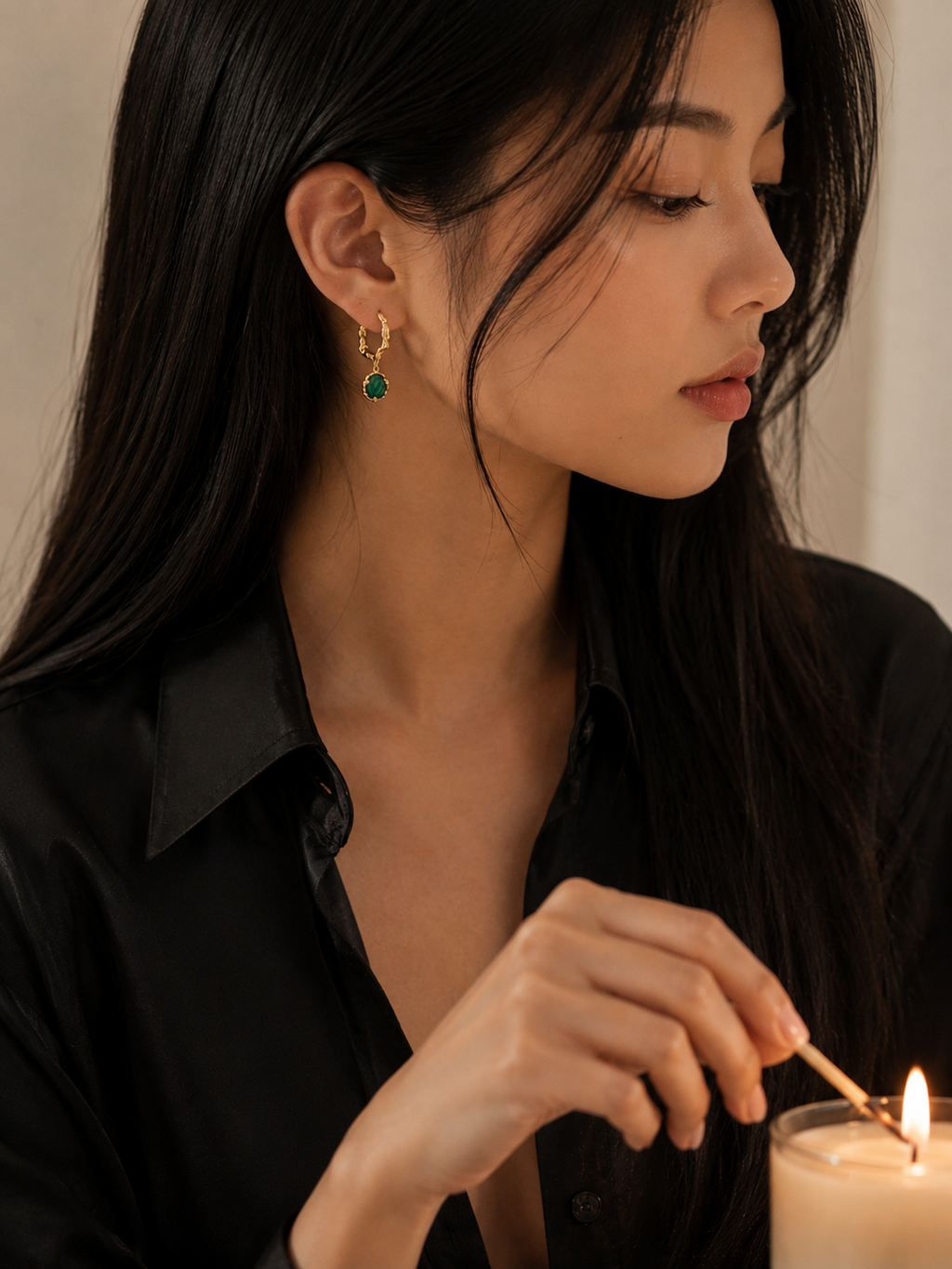Malachite Hoop Earrings