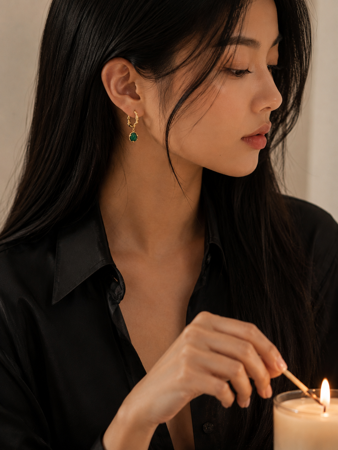 Malachite Hoop Earrings