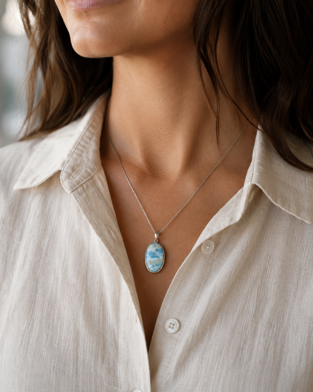 Natural Blue Scheelite Pendant