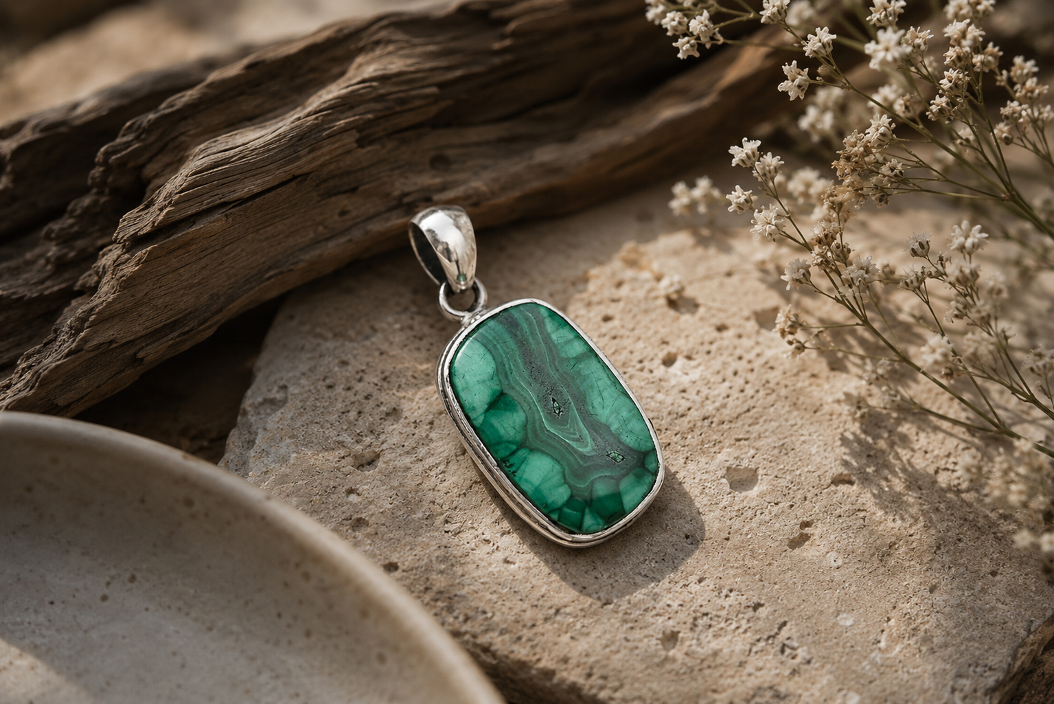 Natural Malachite Pendant