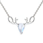 Elk moonstone necklace Forest Moonstone Pendant Clavicle S925 Chain-0