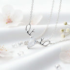 Elk moonstone necklace Forest Moonstone Pendant Clavicle S925 Chain-1
