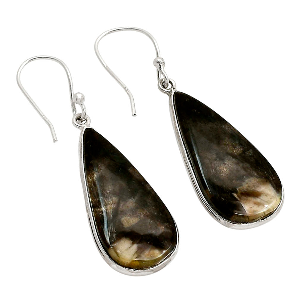 Natural Root Plume Agate Earrings