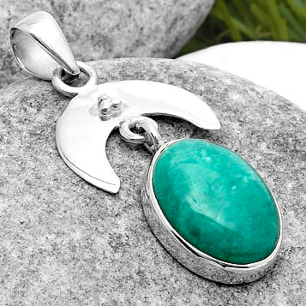 Crescent Moon - Paraiba Amazonite Pendant P-1133 SDP114916-2