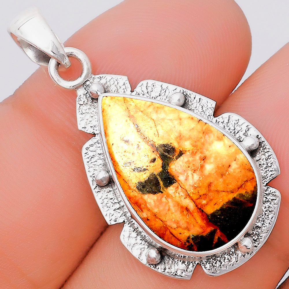 Natural Moroccan Yellow Jacket Jasper Pendant