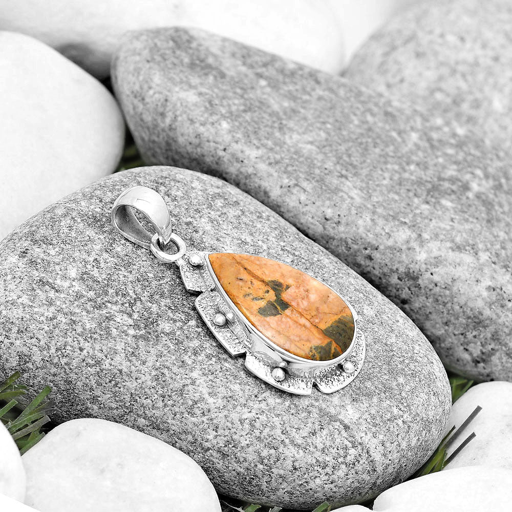 Natural Moroccan Yellow Jacket Jasper Pendant