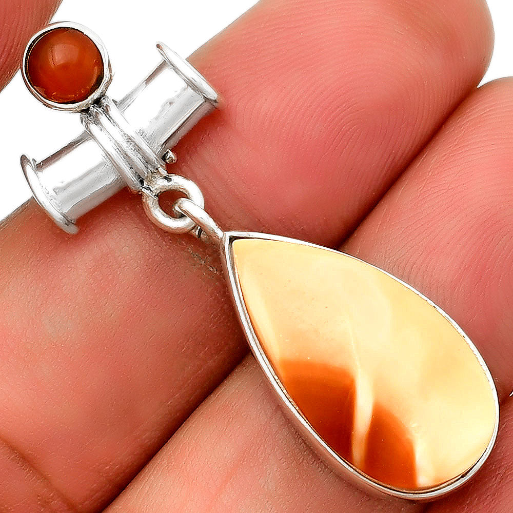 Natural Spiny Oyster Shell & Carnelian Pendant
