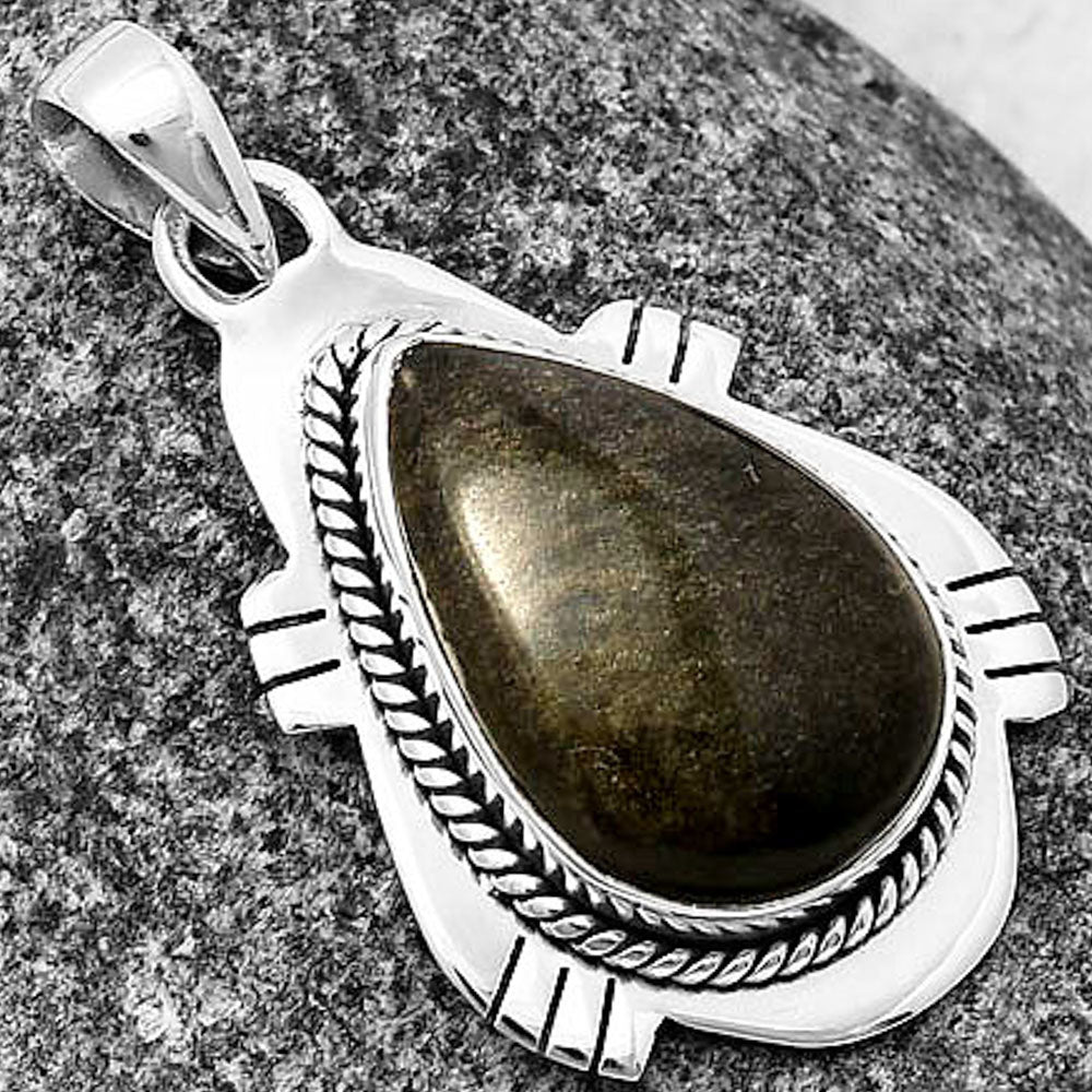 Natural Silver Sheen Obsidian Pendant