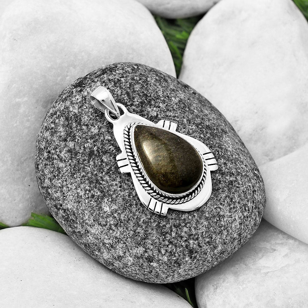Natural Silver Sheen Obsidian Pendant