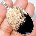 Natural Black Root Plume Agate Pendant