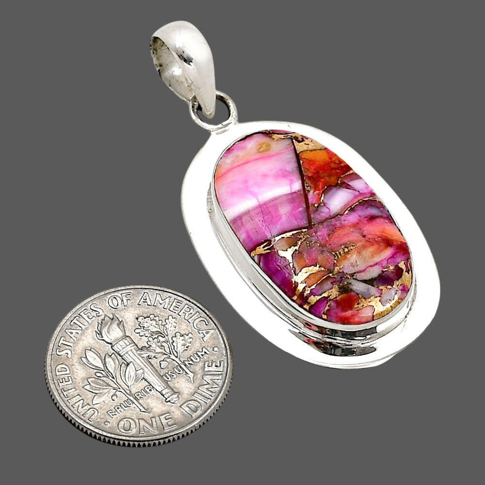 Kingman Orange Dahlia Turquoise Pendant