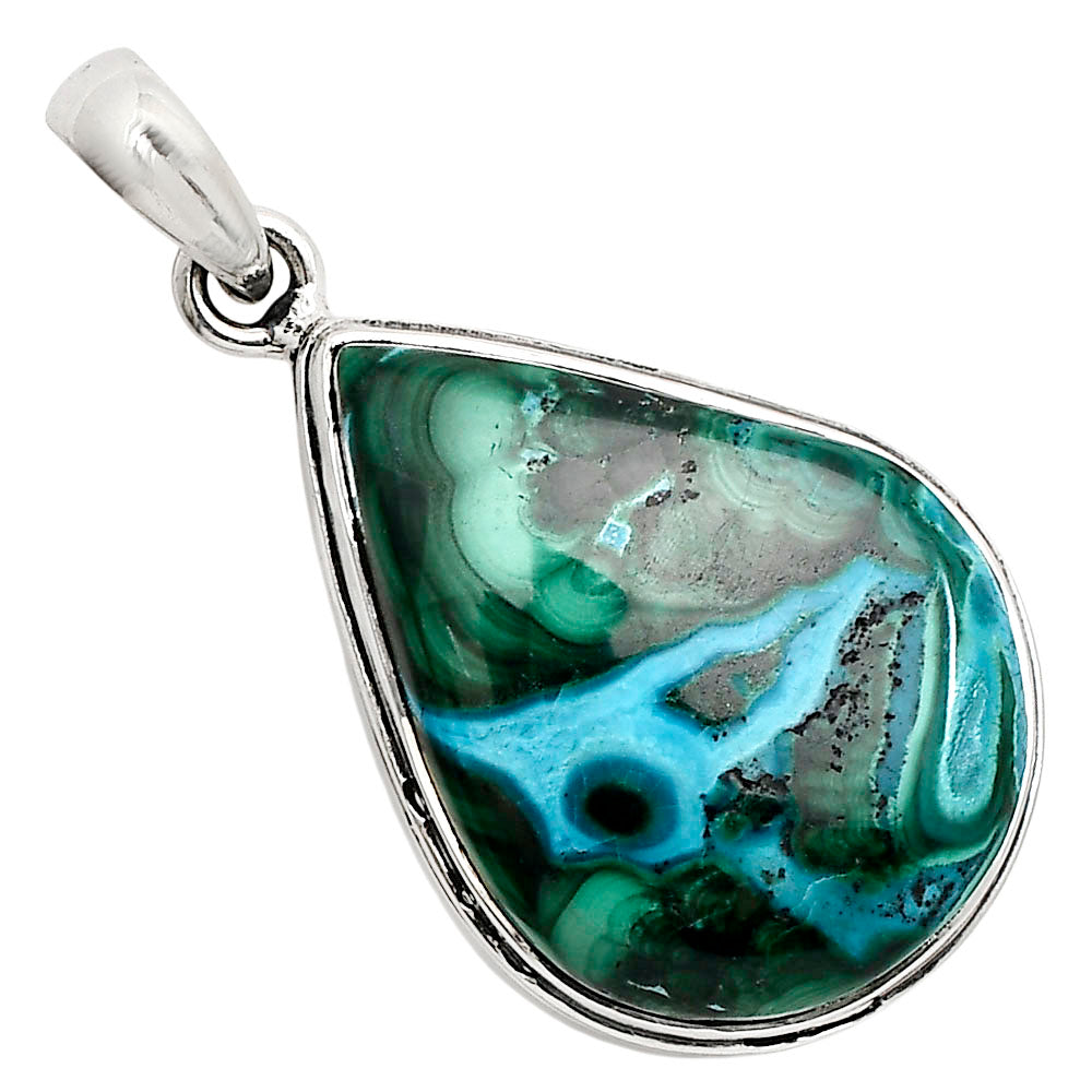 Natural Azurite in Malachite Pendant
