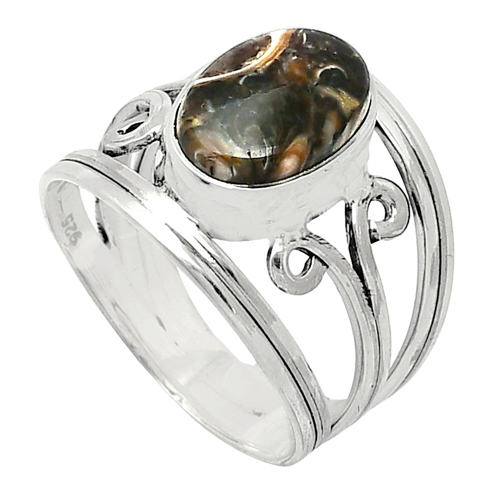 Natural Turritella Jasper Ring | Ancient Fossil Stone