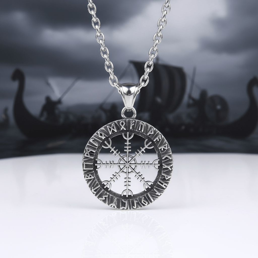 Vegvisir Sacred Compass Necklace — Ancient Runes of Protection & Guidance