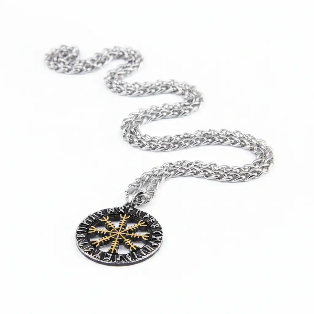 Vegvisir Sacred Compass Necklace — Ancient Runes of Protection & Guidance