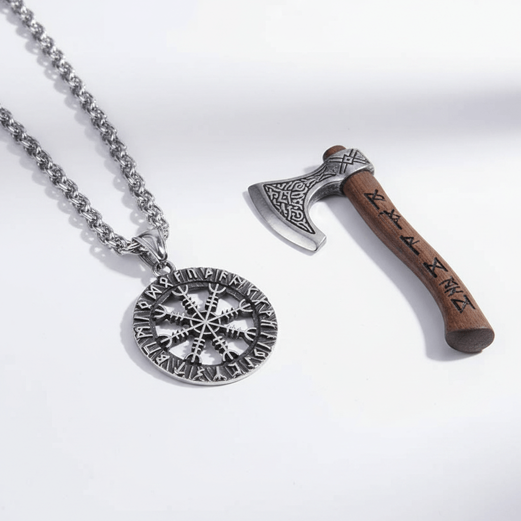 Vegvisir Sacred Compass Necklace — Ancient Runes of Protection & Guidance
