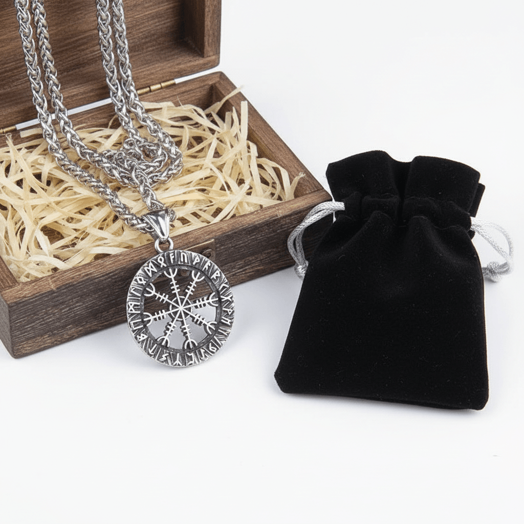 Vegvisir Sacred Compass Necklace — Ancient Runes of Protection & Guidance