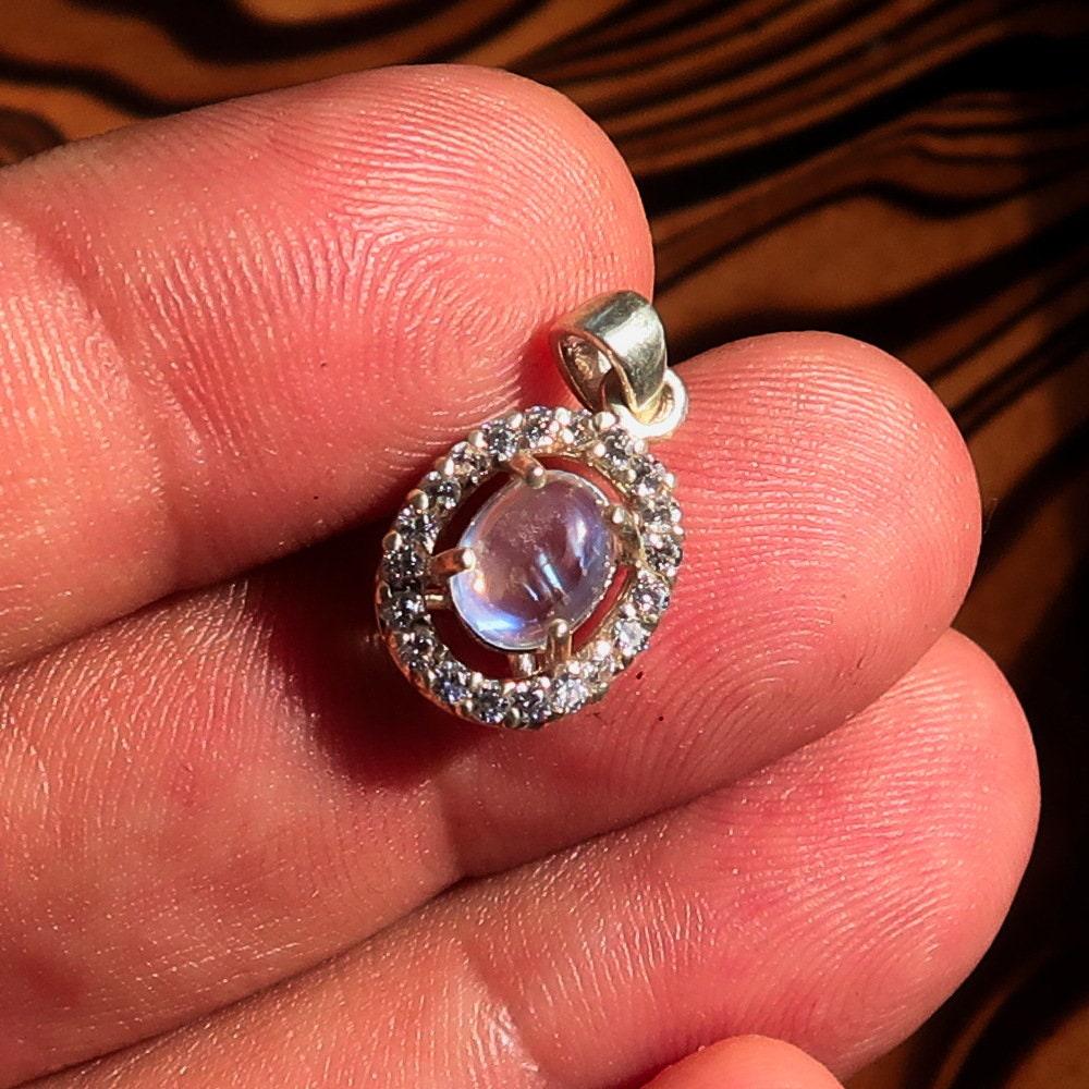 Ceylon Moonstone Pendant — 925 Sterling Silver & Sacred Light