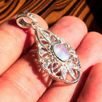 Moonstone Pendant | Sterling Silver & Oval Ceylon Moonstone