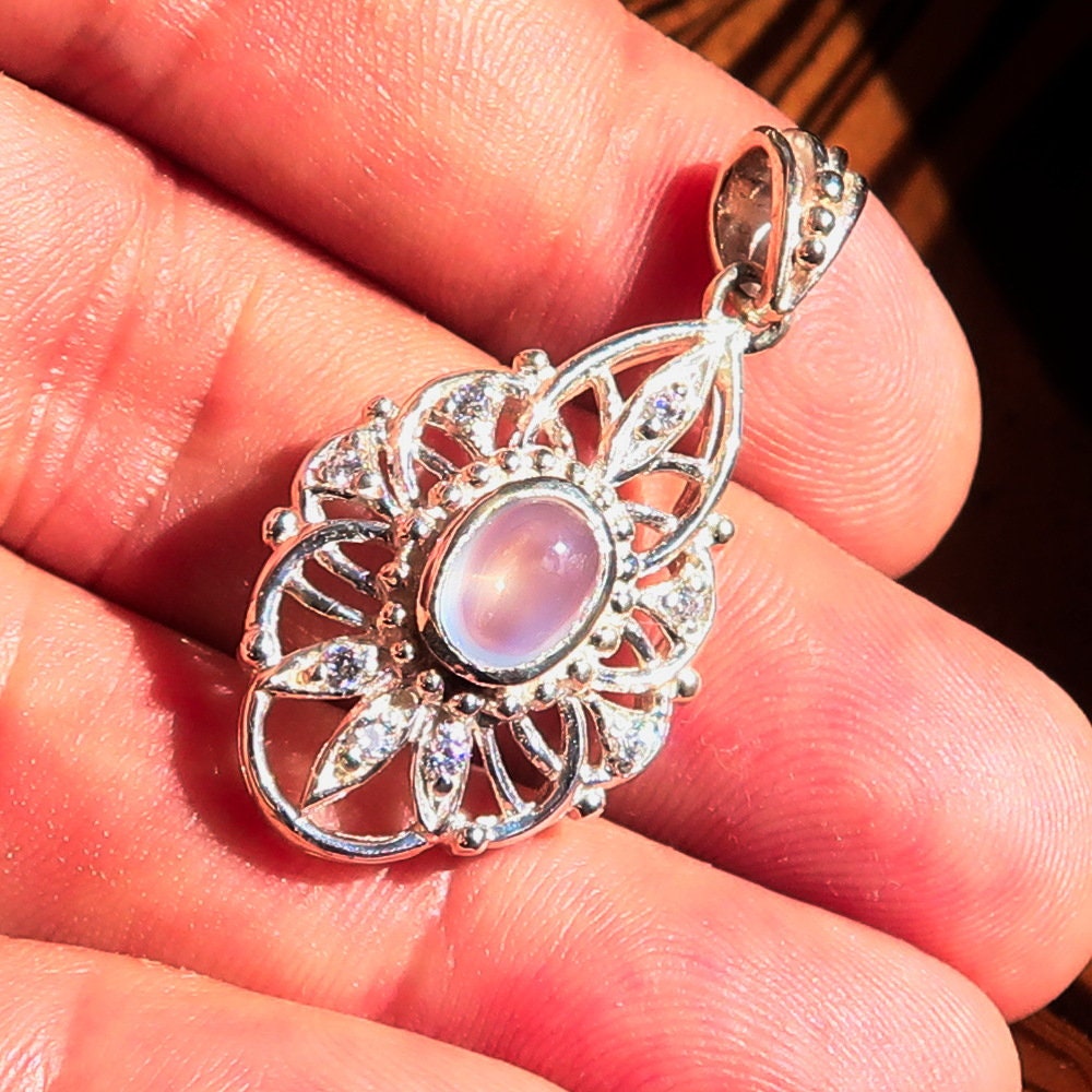 Moonstone Pendant | Sterling Silver & Oval Ceylon Moonstone