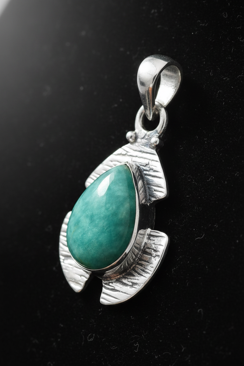 Natural Amazonite Pendant — Luxury Editorial