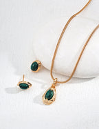 Natural Tiger Eye Stone and Malachite Pendant Necklace