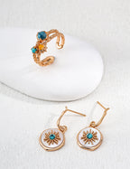 Turquoise & Mother-of-Pearl Sunburst Earrings
